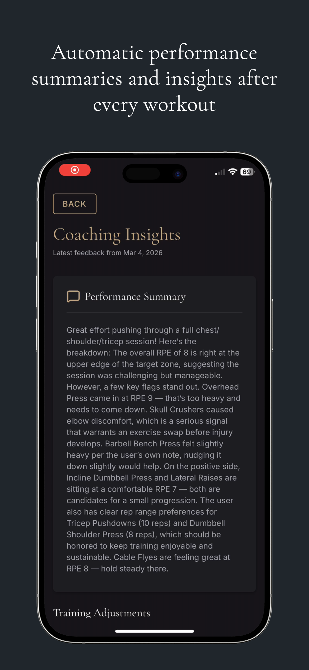 Automatic performance summaries and coaching insights